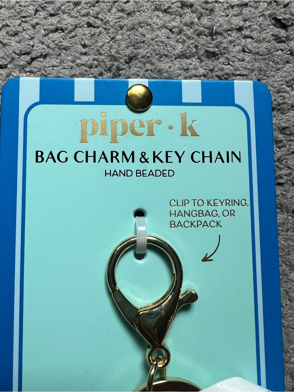 BRAND NEW Piper K Bag Charm and Key Chain, Gold & Pearl Shell Bag - Picture 3 of 4